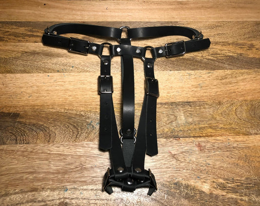 Hitachi Wand Harness - Black Horween Leather