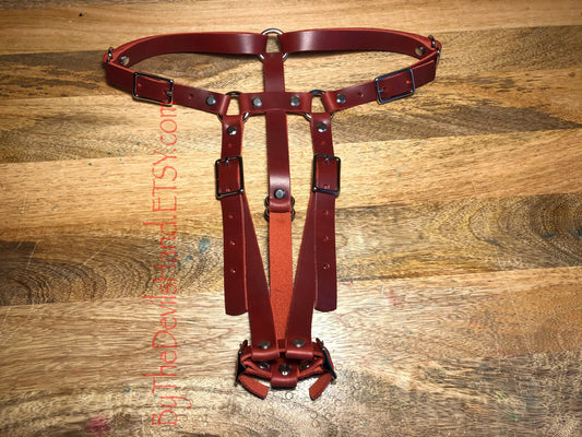 Hitachi Wand Harness Made Of Prime Cavalier London Bus Red Leather - (wand not included) (CBR-BE)