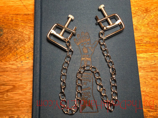 Custom Options Pressure Press Style Nipple Clamps W/ Attached Chain