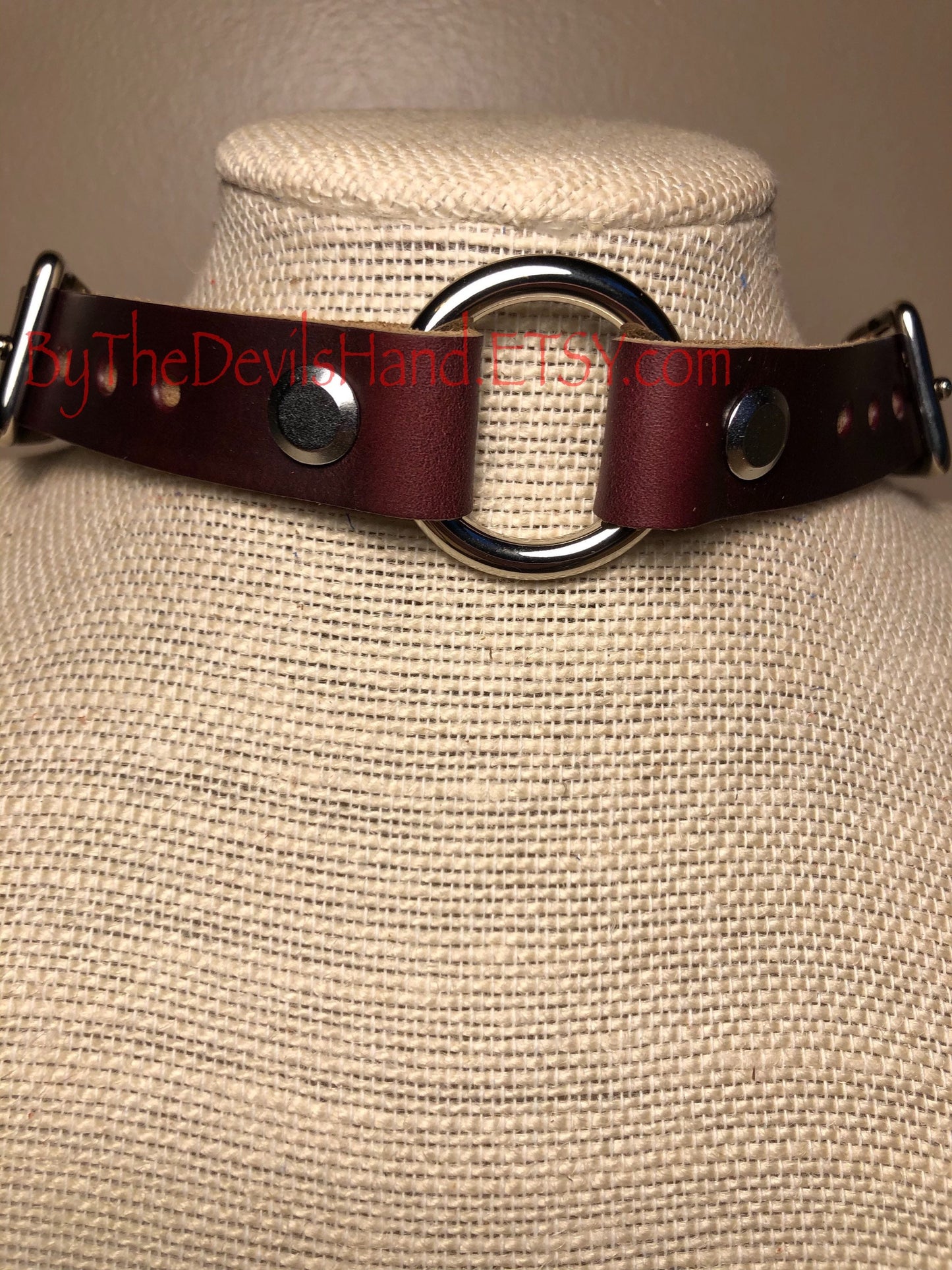 Anal Hook, Leather Collar and Rig Made of Horween Ox Blood Chromexcel Leather- Three Interchangeable Hook Ends (OBC-BE)