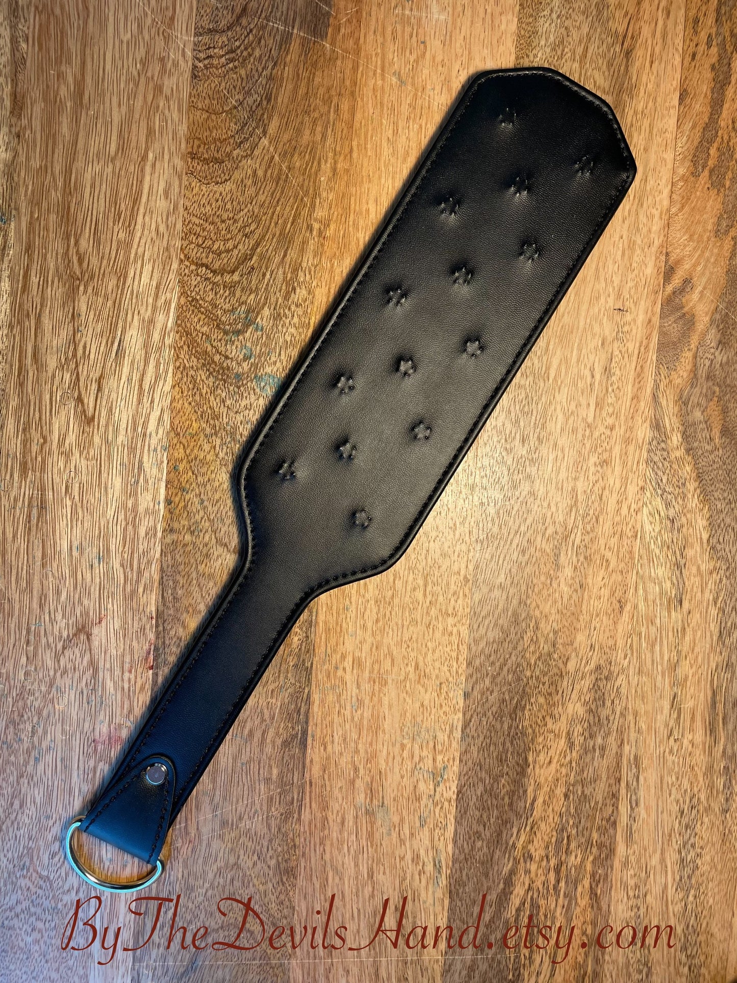 Black Leather Vampire Paddle - Small Sharp Teeth