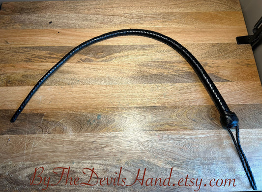 Medieval Dungeon Master Whip - Braided Black Leather - Length 33”