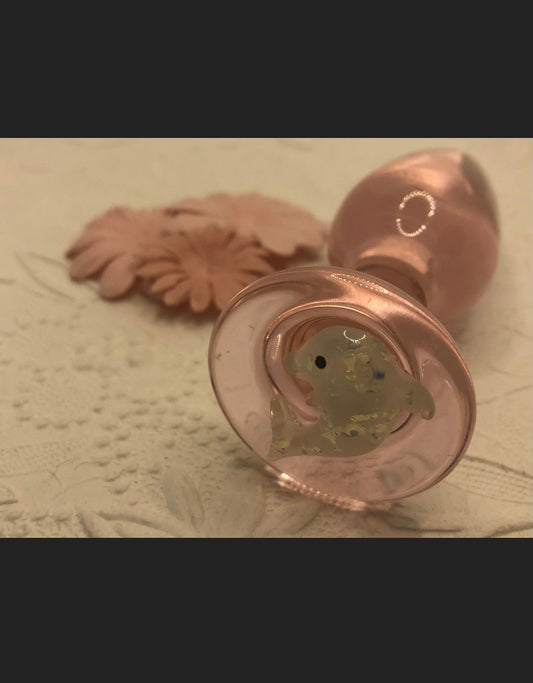 Pink Glass Butt Plug - Dolphin Base