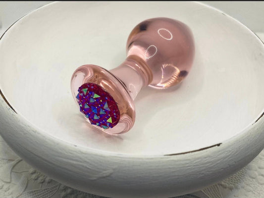 Pink Glass Butt Plug - Rocky Gem Base (V2)