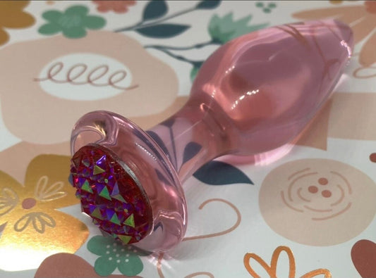 Pink Glass Butt Plug - Rocky Gem Base