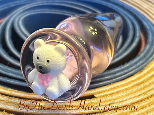 Pink Glass Butt Plug - Teddy Bear