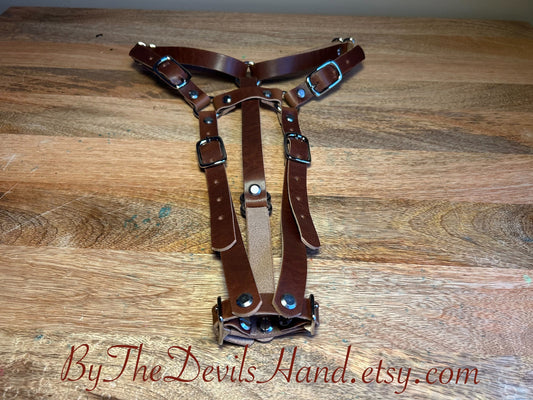 Hitachi Wand Harness Made Of Horween Cavalier Carolina Brown Leather - (wand not included) (CCB-BE)