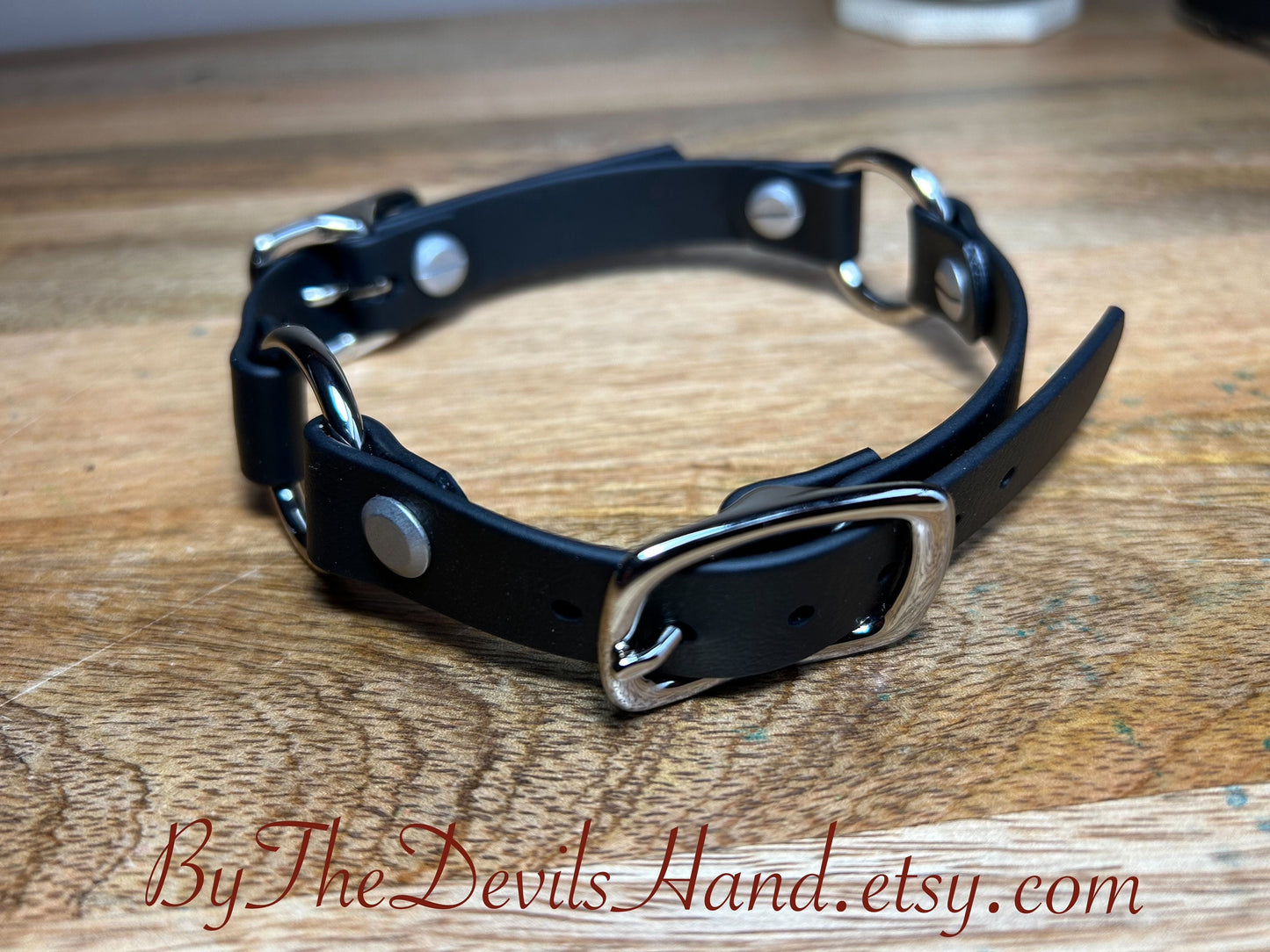 Primary Dual O Ring Collar With Matching Leash Made Of Waterproof Vegan Equestrian Strap Black - Pretty, Functional, Durable (ESB-BE)