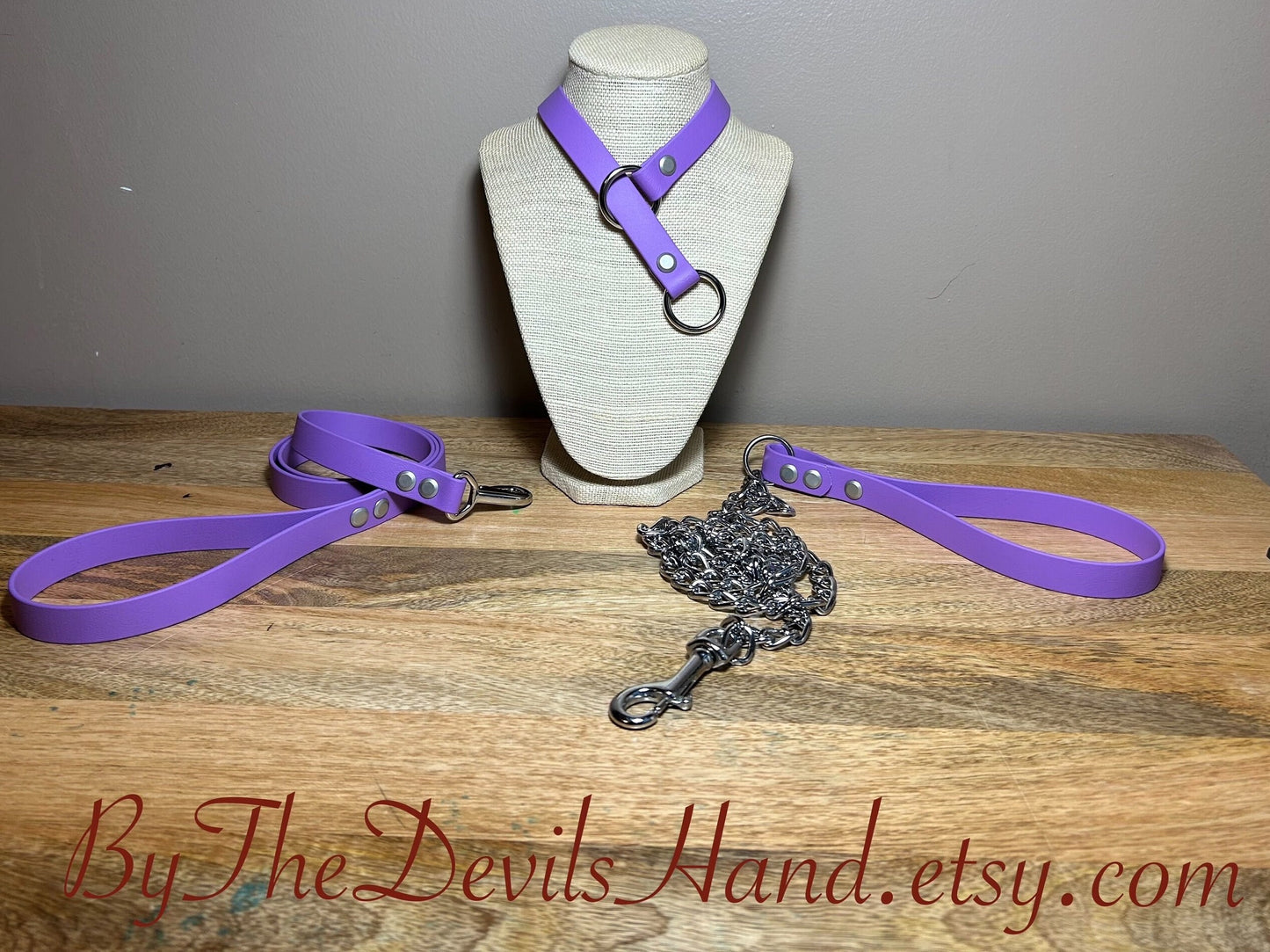 Choke Collar Made Of Equestrian Vegan Strap Lilac Color Fully Functional ESL Purple