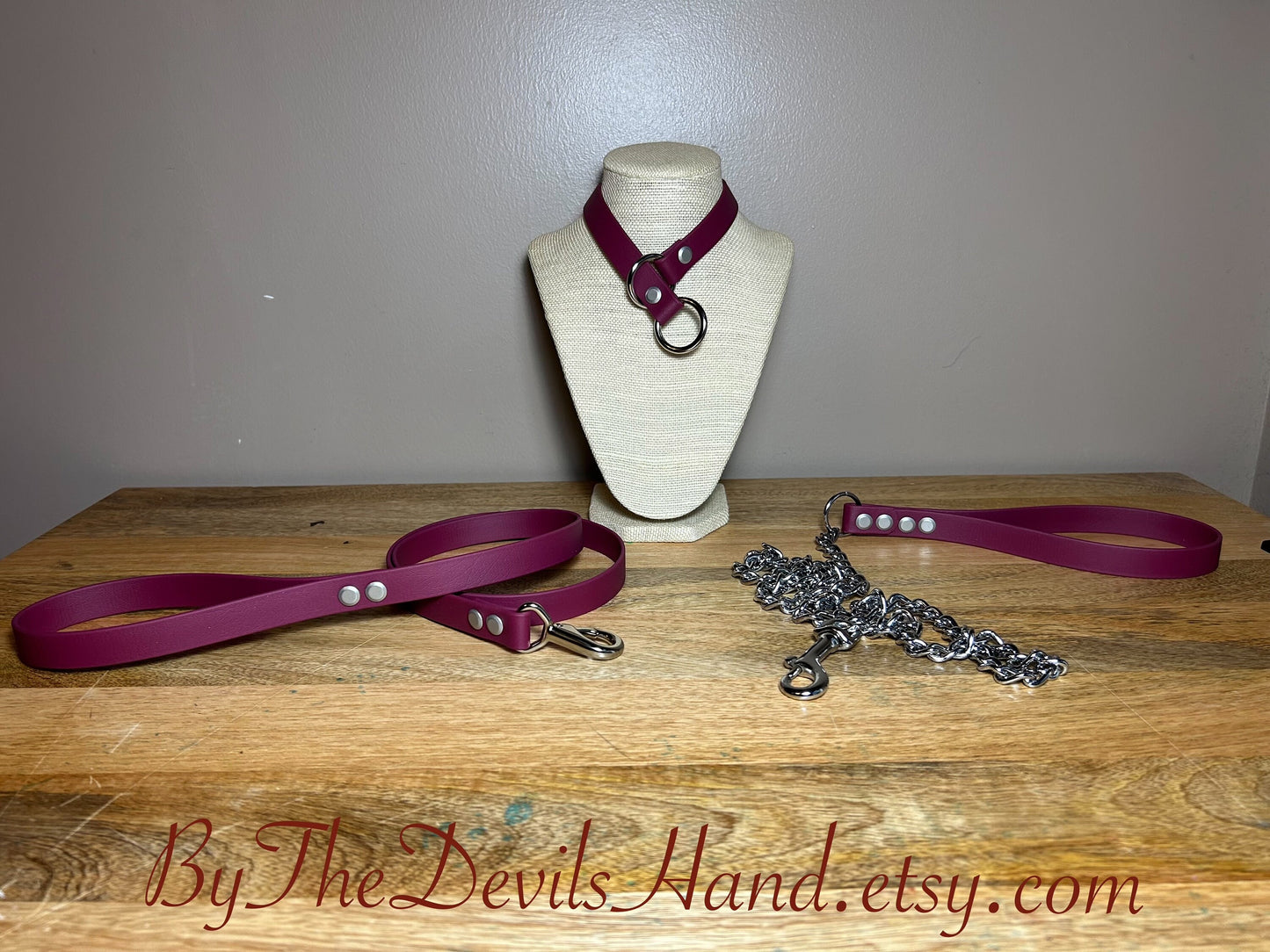 Choke Collar Made Of Equestrian Vegan Strap Merlot/Burgundy Color Fully Functional ESW