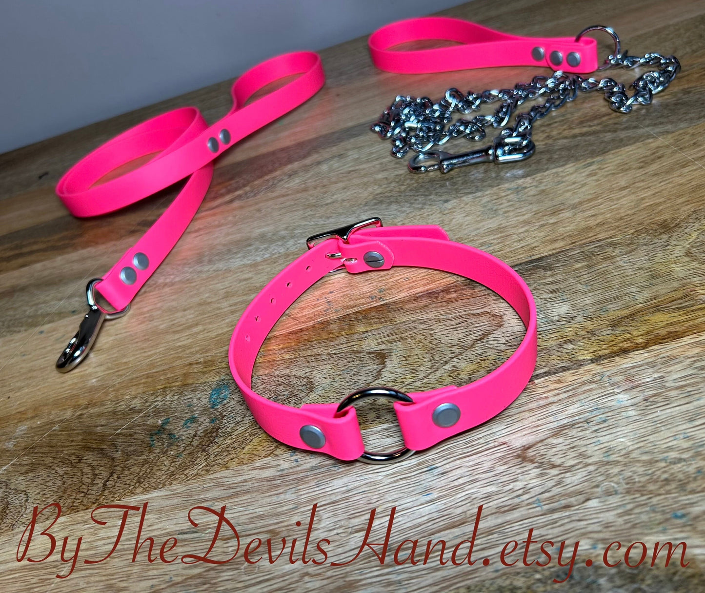 Choker Day Collar Submissive Little Vegan Equestrian Strap Bright Pink ESP