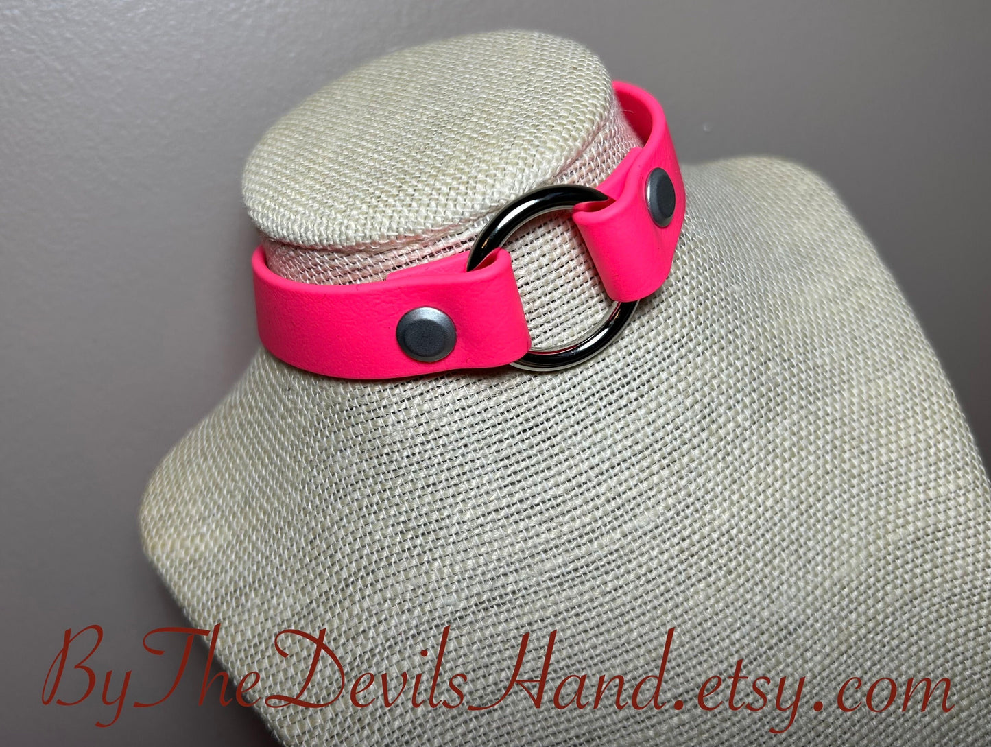 Choker Day Collar Submissive Little Vegan Equestrian Strap Bright Pink ESP