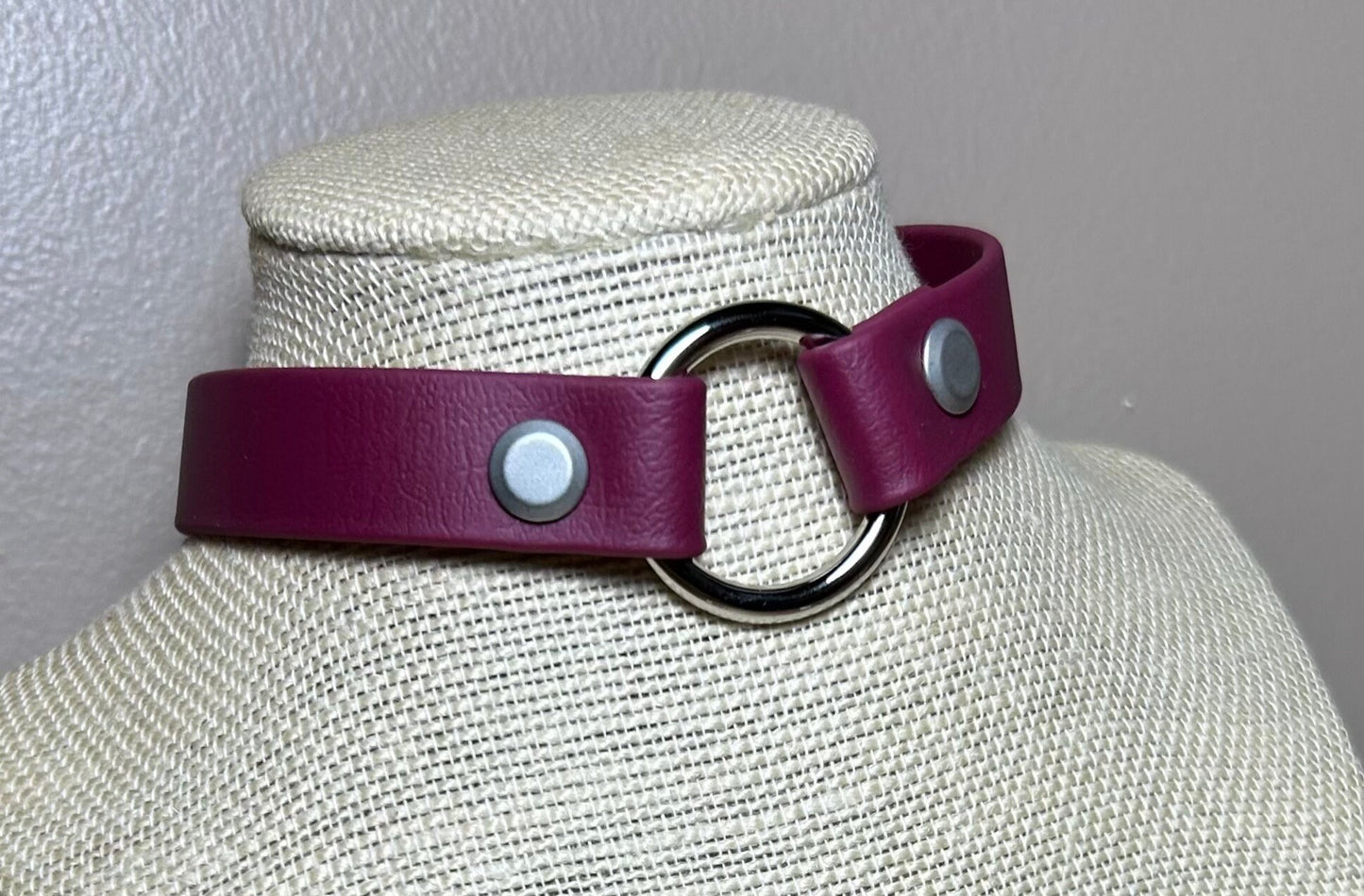 Choker Day Collar Submissive Little Vegan Equestrian Strap Merlot Burgundy Wine ESW