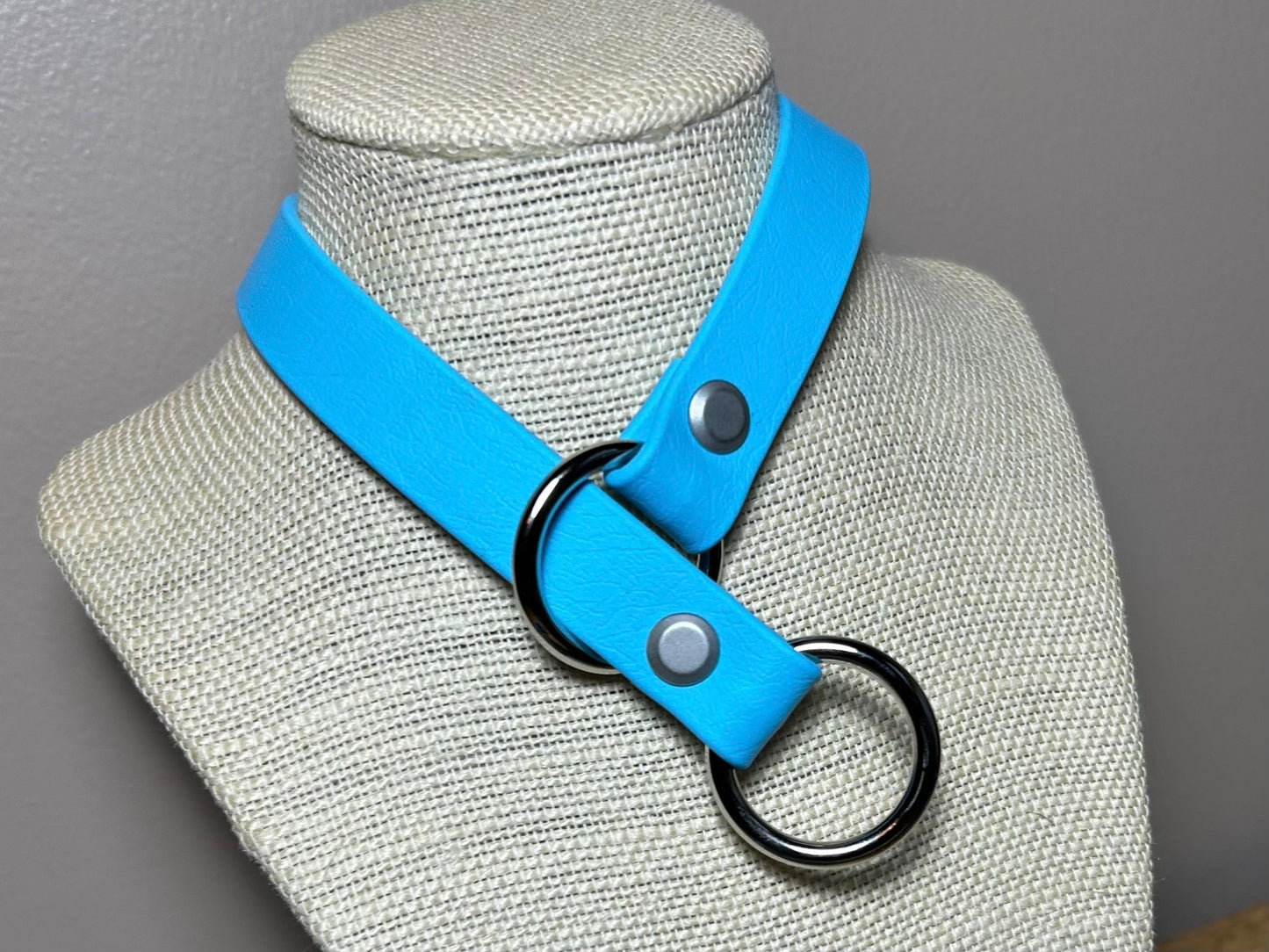 Choke Collar Made Of Equestrian Vegan Strap Cloud Blue Color Fully Functional ESC