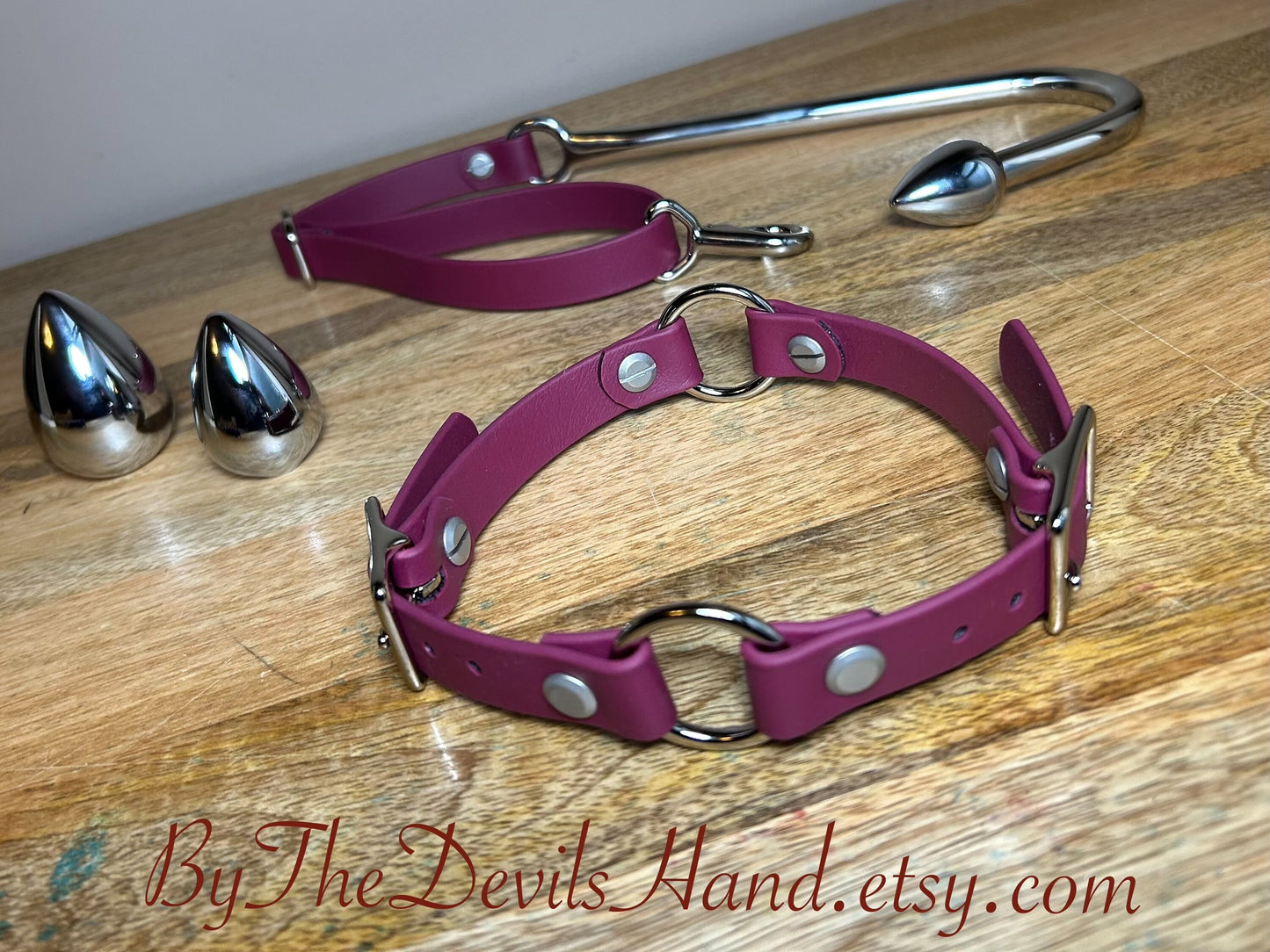 Ass Hook Rig Three Ball Made Of Waterproof Vegan Equestrian Strap - Merlot Burgundy Wine - Pretty, Functional, Durable (ESW-BE) Anal Butt