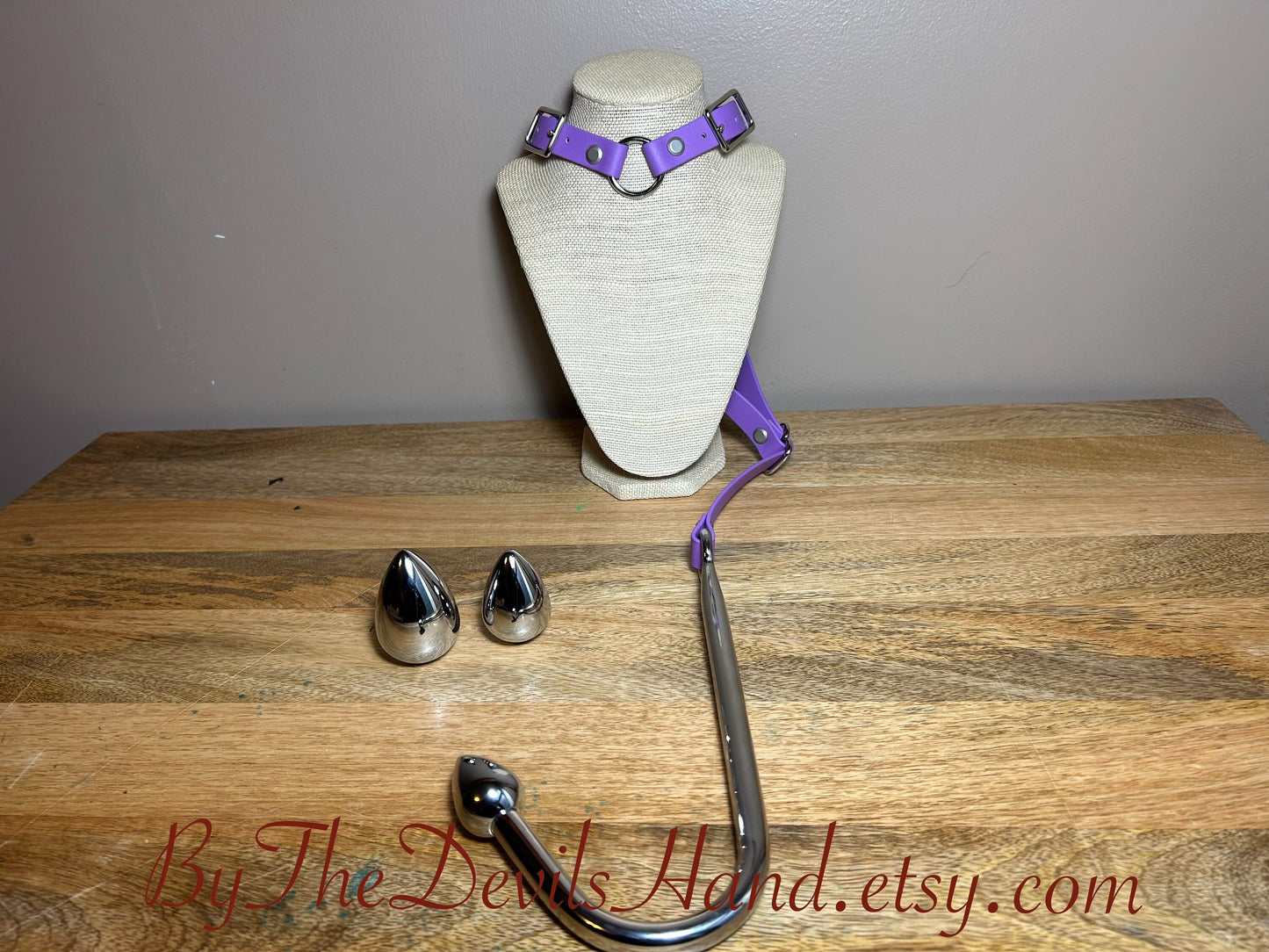 Ass Hook Rig Three Ball Made Of Waterproof Vegan Equestrian Strap - Lilac - Pretty, Functional, Durable (ESL-BE) Anal Hook Butt Hook