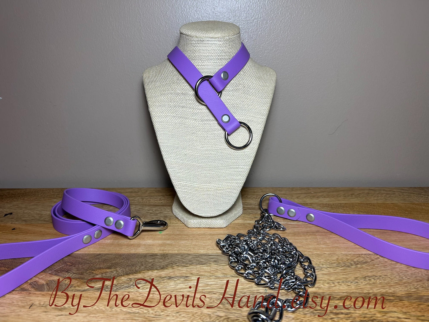 Choke Collar Made Of Equestrian Vegan Strap Lilac Color Fully Functional ESL Purple