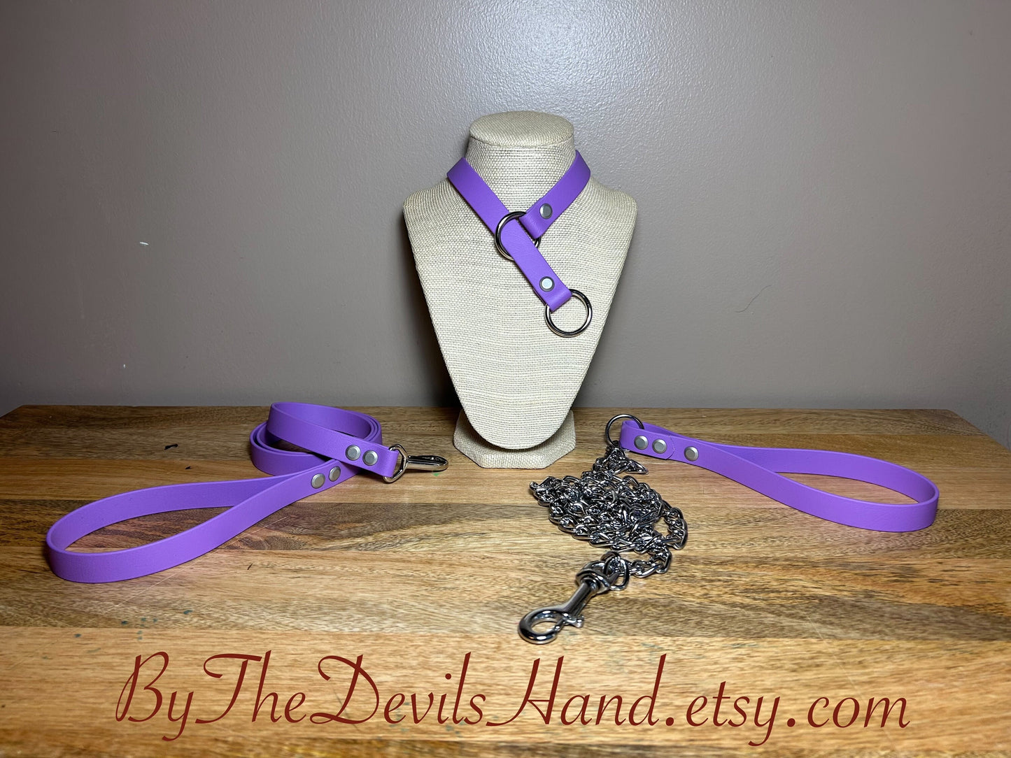 Choke Collar Made Of Equestrian Vegan Strap Lilac Color Fully Functional ESL Purple