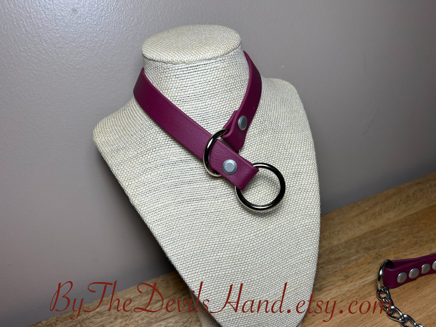 Choke Collar Made Of Equestrian Vegan Strap Merlot/Burgundy Color Fully Functional ESW