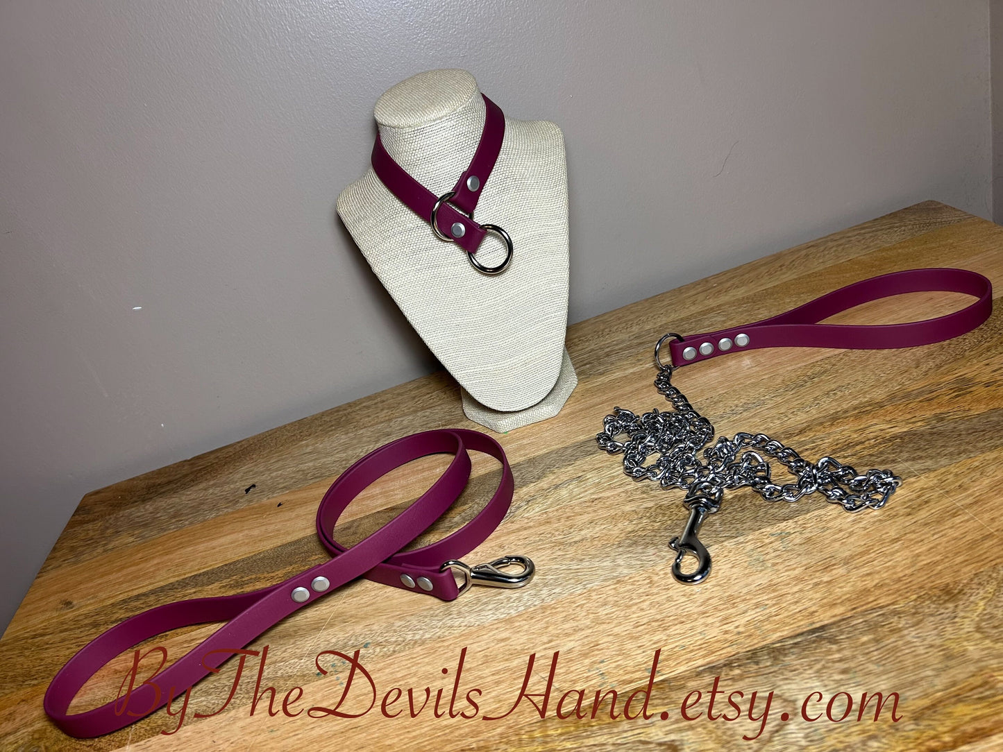 Choke Collar Made Of Equestrian Vegan Strap Merlot/Burgundy Color Fully Functional ESW