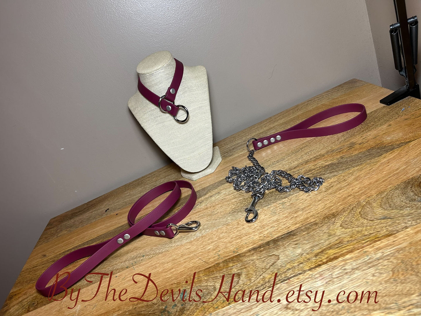 Choke Collar Made Of Equestrian Vegan Strap Merlot/Burgundy Color Fully Functional ESW