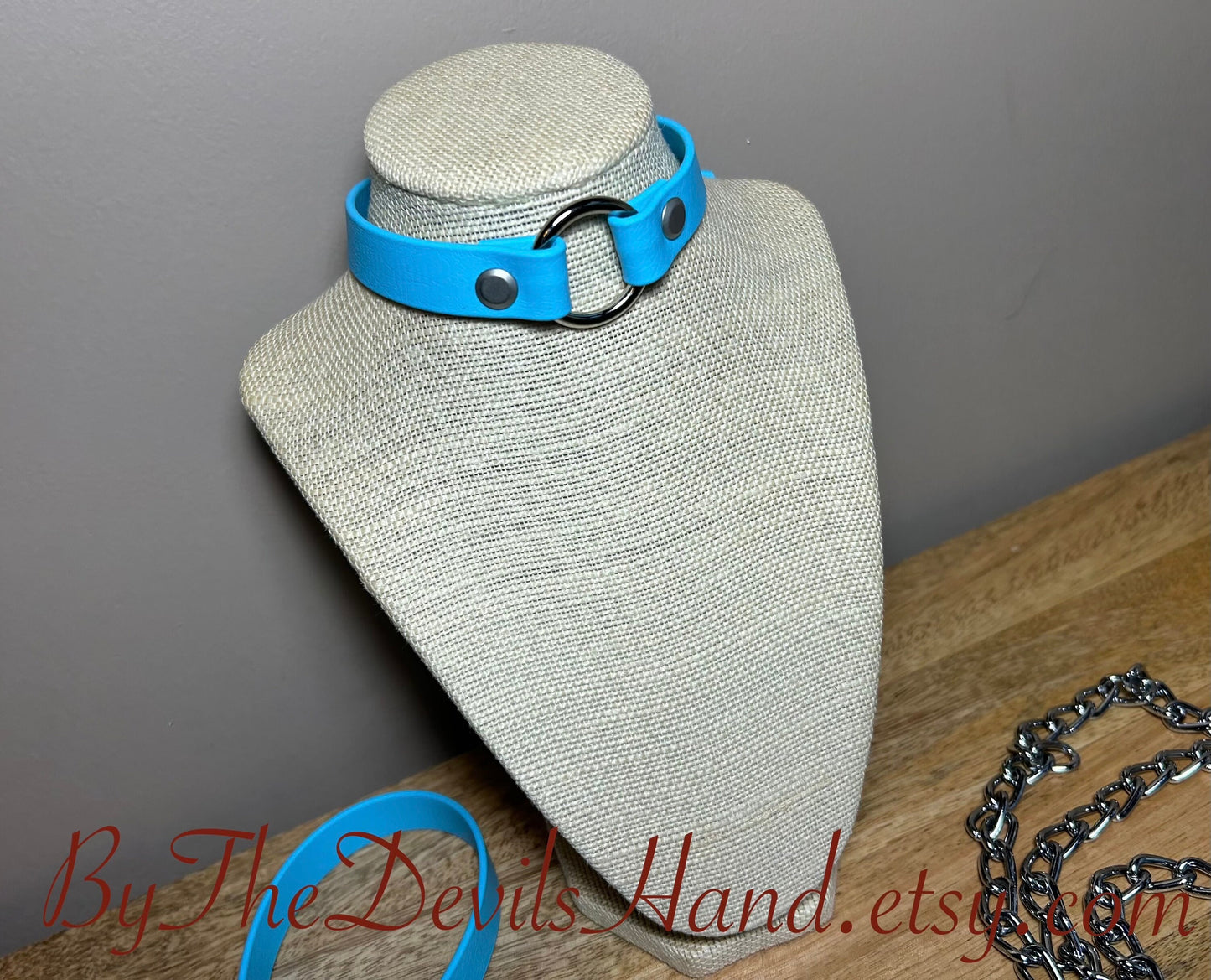 Choker Day Collar Submissive Little Vegan Equestrian Strap Cloud Blue ESC