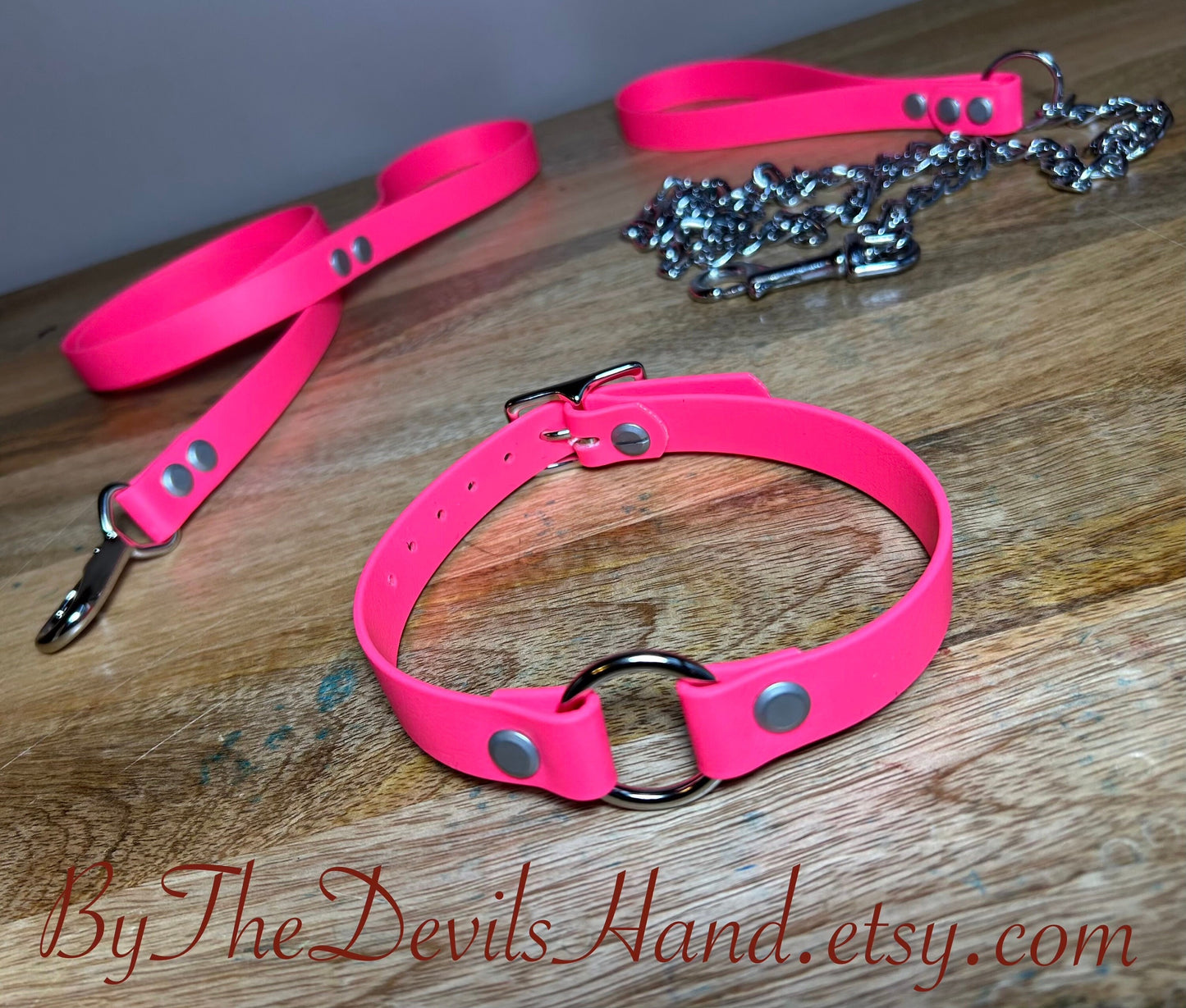 Choker Day Collar Submissive Little Vegan Equestrian Strap Bright Pink ESP