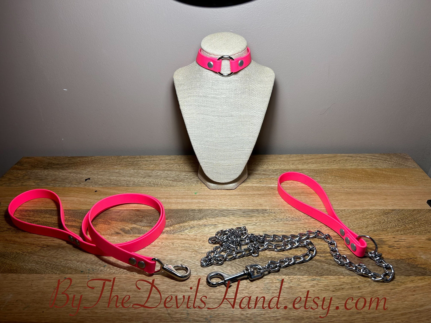 Choker Day Collar Submissive Little Vegan Equestrian Strap Bright Pink ESP