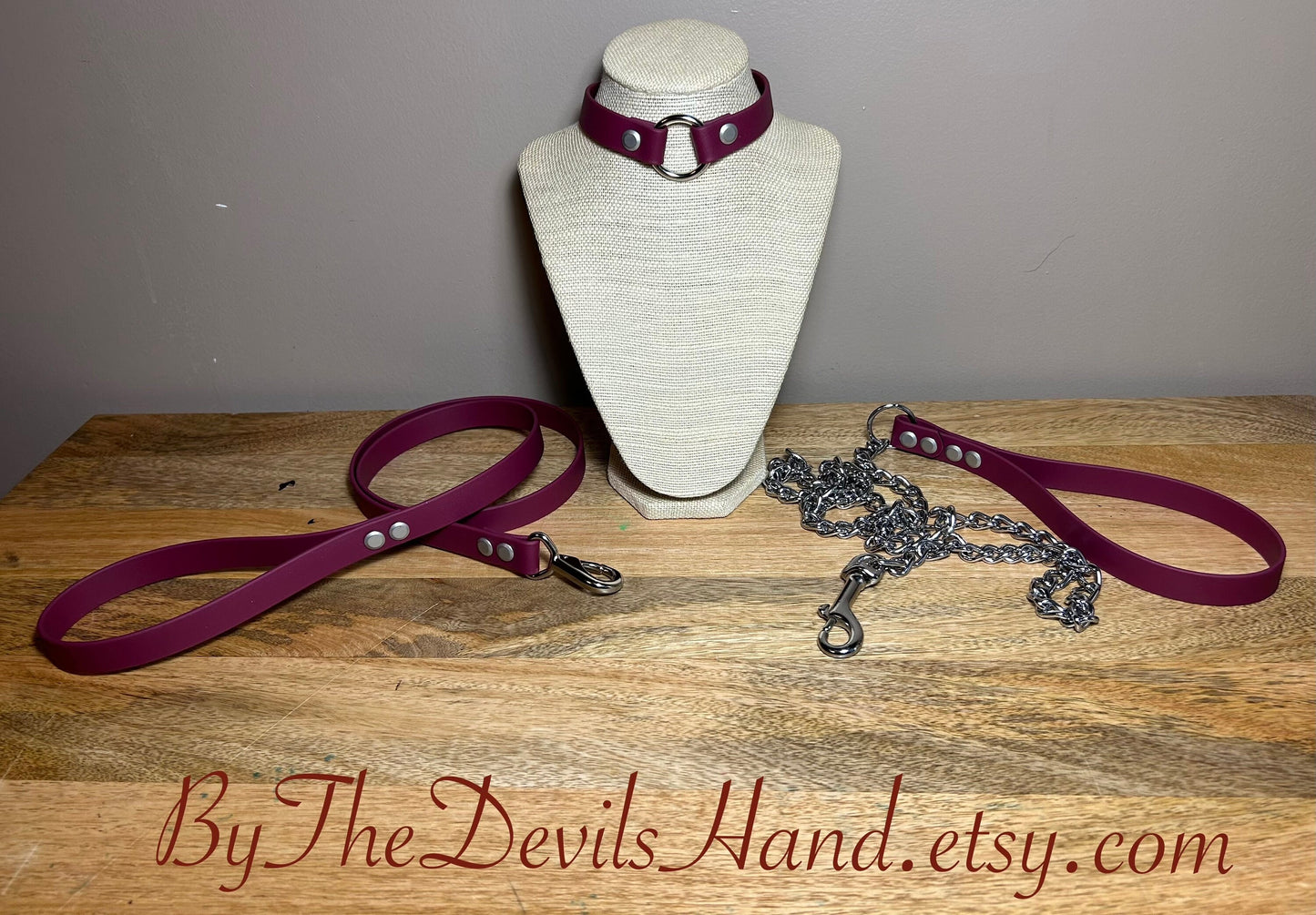 Choker Day Collar Submissive Little Vegan Equestrian Strap Merlot Burgundy Wine ESW