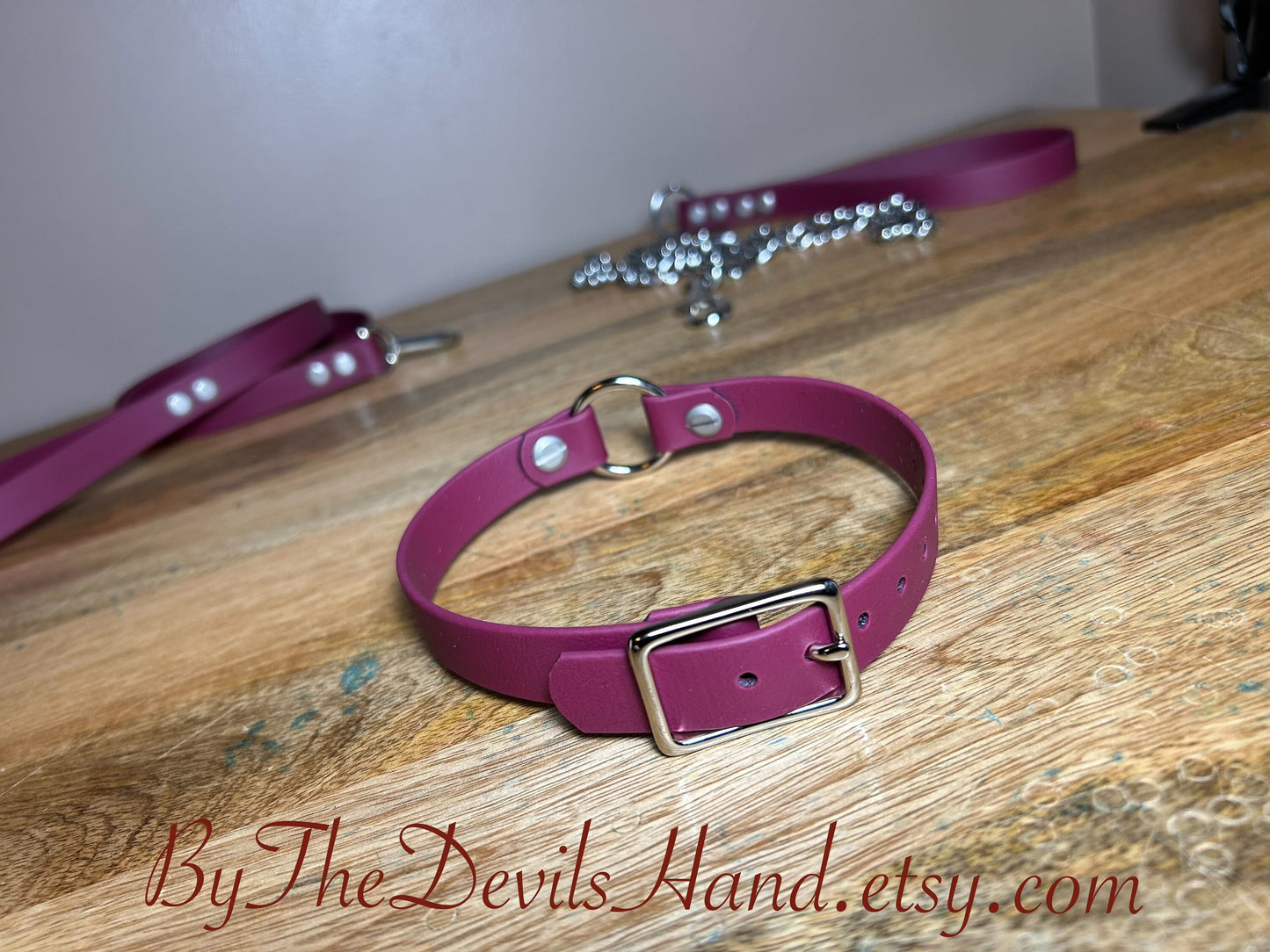 Choker Day Collar Submissive Little Vegan Equestrian Strap Merlot Burgundy Wine ESW