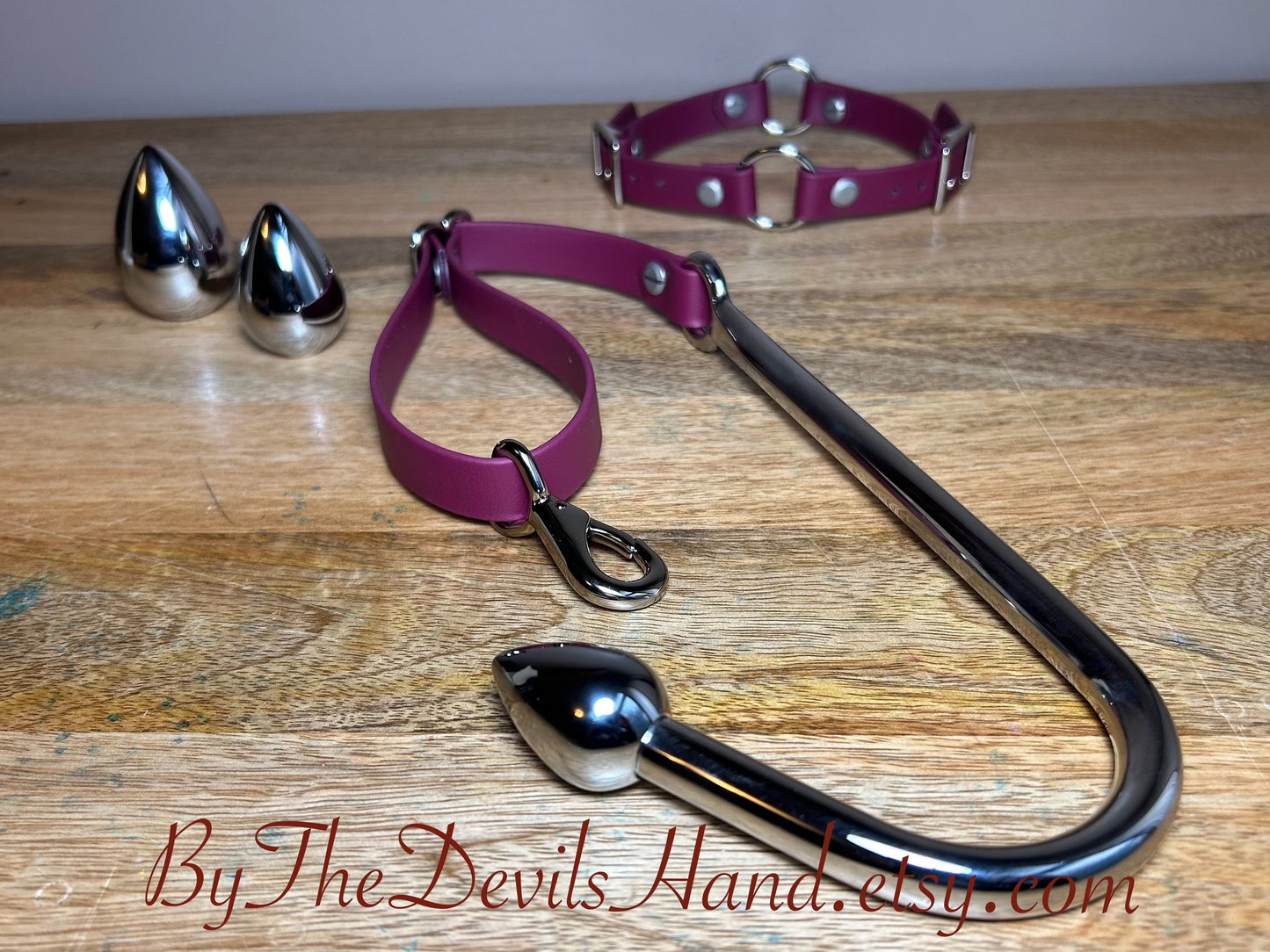 Ass Hook Rig Three Ball Made Of Waterproof Vegan Equestrian Strap - Merlot Burgundy Wine - Pretty, Functional, Durable (ESW-BE) Anal Butt