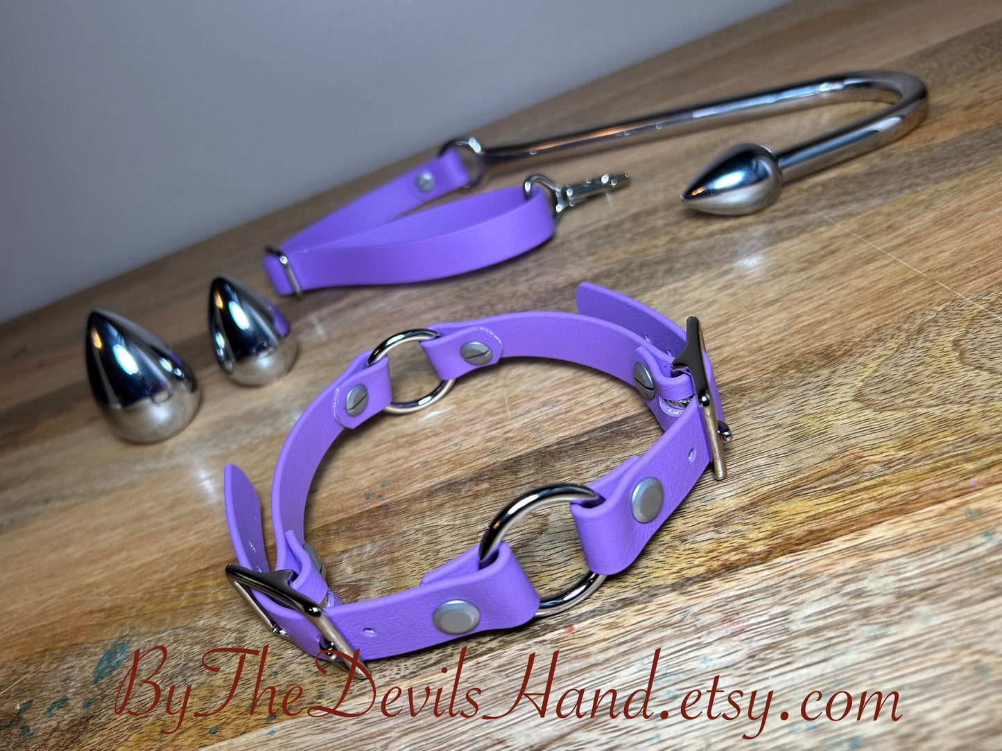 Ass Hook Rig Three Ball Made Of Waterproof Vegan Equestrian Strap - Lilac - Pretty, Functional, Durable (ESL-BE) Anal Hook Butt Hook